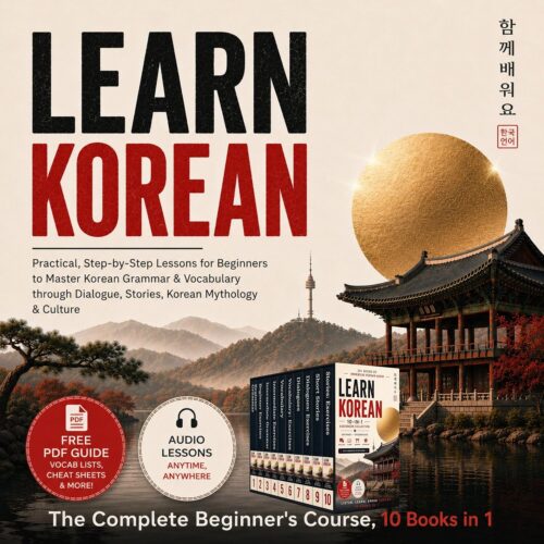 کتاب صوتی Learn Korean: The Complete Beginner’s Course, 10 Books in 1: Practical, Step-by-Step Lessons for Beginners to Master Korean Grammar & Vocabulary Through Dialogue, Stories, Korean Mythology & Culture [کره‌ای]
